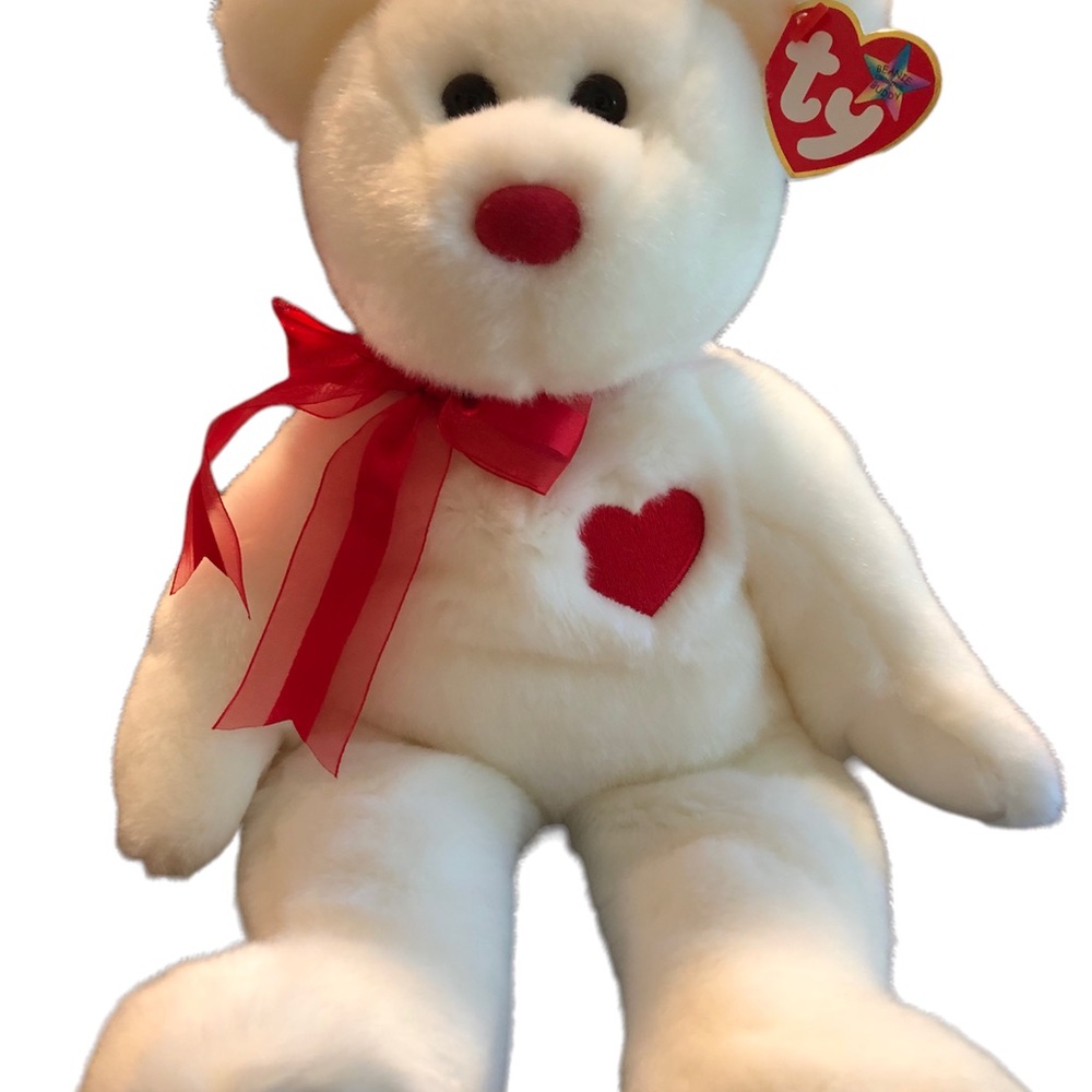 Ty Valentino a1999 Beanie Buddy original collection white bear.